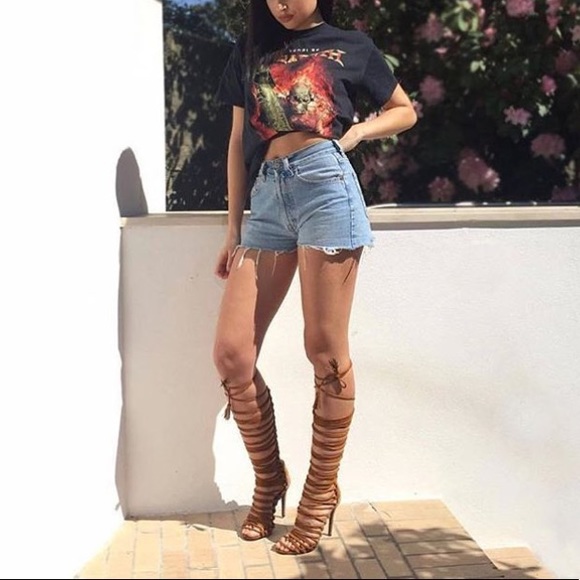 Simmi Rianne Tan Suede Lace Up Knee High Sandals - Picture 4 of 6